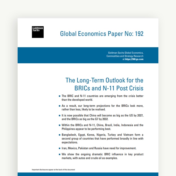 BRICs and N-11 Economies Set to Surpass Developed World by 2032
